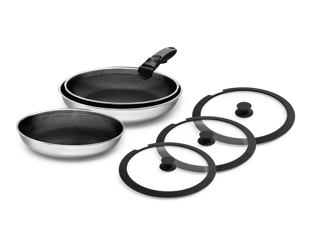 MIXED FRYING PAN WITH DETACHABLE HANDLE 3-PC SET - 1